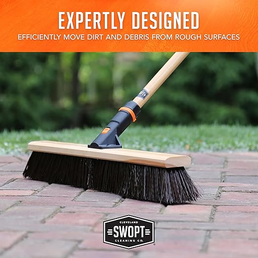 SWOPT 24” Premium Rough Surface Push Broom Head — Outdoor Push Broom for Driveways, Sidewalks, Patios — Cleaning Head Interchangeable with All SWOPT Cleaning Products for Efficient Cleaning & Storage