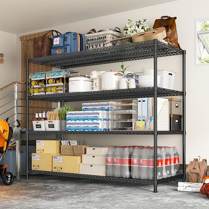 68.1"W Storage Shelves 2500LBS Wire Shelving Unit, Garage Shelving Heavy Duty, Adjustable Metal Shelves for Garage, Pantry, Kitchen, Basement, Warehouse, Business 68.1"W x 20.9"D x 70.9"H
