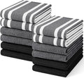 Homaxy Premium Kitchen Towels(18”x 28”, 12 Pack), Large Cotton 380 GSM Kitchen Hand Towels, Soft and Absorbent Terry Dish Towels, Multipurpose Tea Towel Set with Hanging Loop, Black