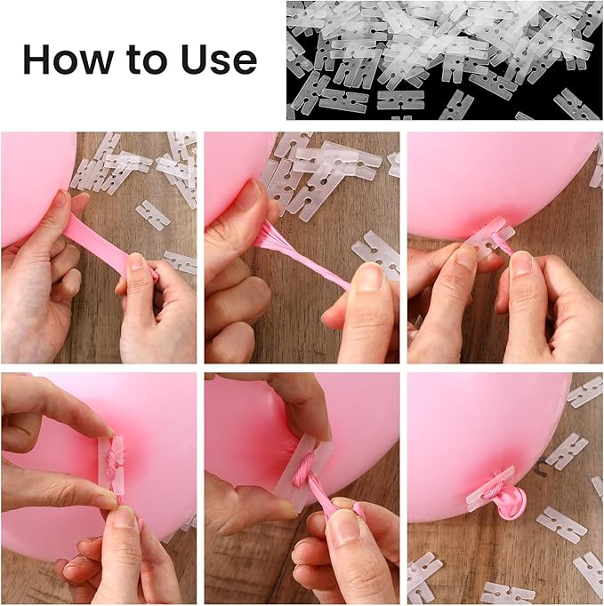 300 Pcs Balloon Ties Plastic Balloon Clips for Sealing, H Shape Bulk Balloons Tying Tool for Wedding Party Christmas Birthday Decoration, Fast Knot and Seal Balloons