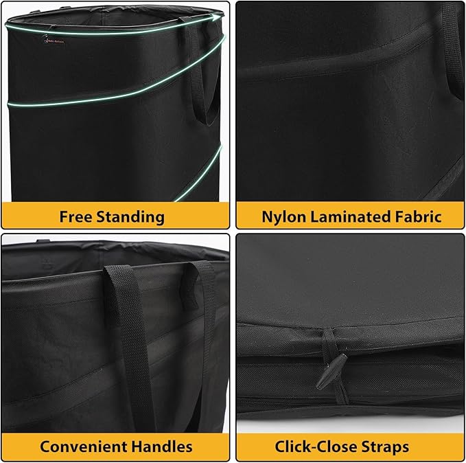 YUDI & GARDEN 46 Gallon Square Collapsible Yard Waste Bin｜Collapsible Trash Can｜Camping Trash Can, for Collecting Weeds or Yard and Party Waste