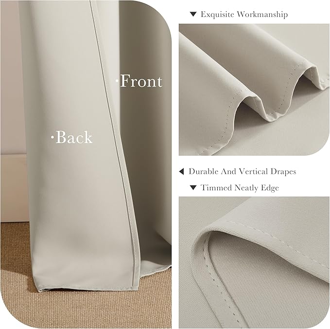 PONY DANCE Black Out Curtains for Bedroom 54 inch Length 2 Panels Set, Thermal Insulated Room Darkening Window Drapes for Living Room, Grommet Top (W34 x L54 Inch, Cream)