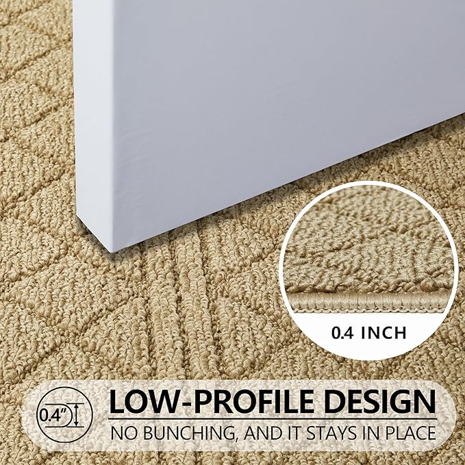 REFETONE Indoor Doormat, Front Back Door Mat 36"x59" Absorbent Rubber Backing Non Slip Door Mats, Low-Profile Resist Dirt Entrance Rugs, Machine Washable Door Rug Inside Floor Mat for Entryway, Beige