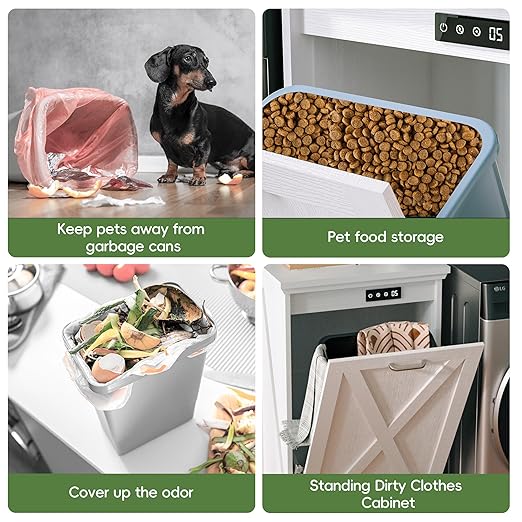 Betterhood TOLEAD Tilt Out Trash Can Cabinet, Hidden Trash Bin with Deodorizing & Negative Ion System, Pet-Proof Kitchen Waste Cabinet for Kitchen, Dining Room, Living Room (White, 2 * 13 Gallons)