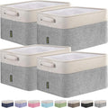 BALEINE 4 Pack Fabric Storage Bins for Shelves, Linen Storage Baskets for Organizing, Decorative Closet Bins for Clothes, Home (Grey, 12"x8"x8")