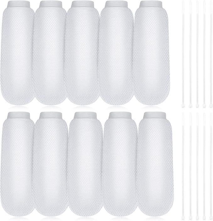 LEIFIDE 10 Pieces Lint Traps for Washing Machine Hose and Cable Ties Set Laundry Lint Catcher Nylon Mesh Trap for Washer Hose Fits Most Washing Machines, White