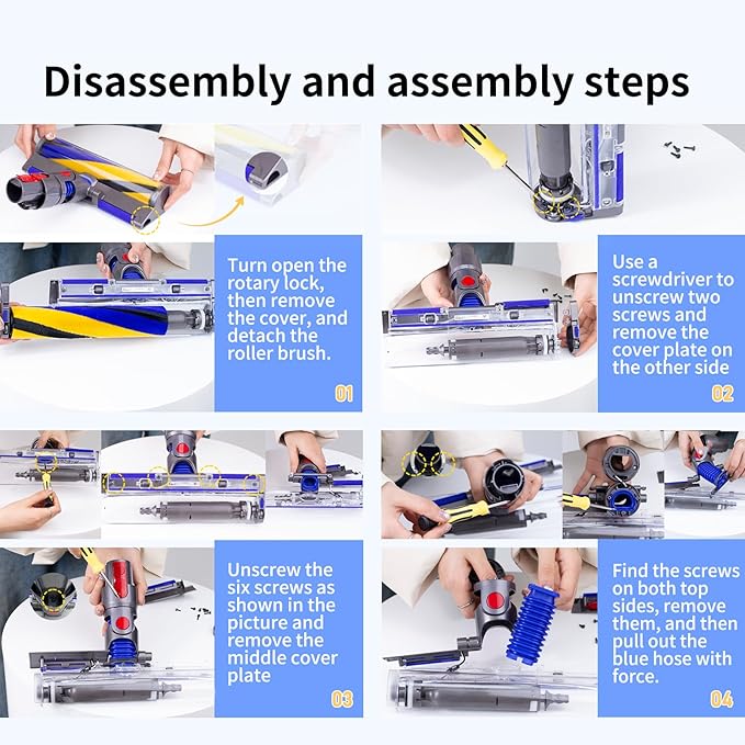 2 Pack Vacuum Lower Duct Hose Kit Compatible with Dyson V12 Soft Roller Cleaner Head,Vacuum Attachment Replacement Parts for Home Cleaning, 1 Set Screwdrivers, 1 Clean Brush