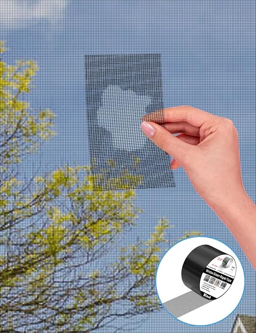Wohohoho Window Screen Repair Tape, 3 in X 20 FT (240IN) Black Screen Patch Repair Kit, 3-Layer Strong Adhesive Invisible Screen Tape Mesh Repair for Windows, Doors Garage Mosquito Net Magnetic Screen