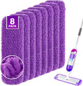 Reusable Mop Pads for Swiffer PowerMop, 8 Pack Microfiber Mop Pad Refill with Scrubber Strips for 13''-15'' SprayMop, Washable Mop Pads Use for Most Floor Types, Designed for Pets - Purple