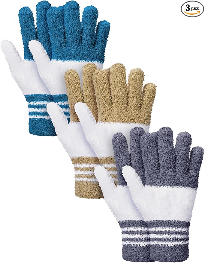 Patelai 3 Pairs Microfiber Plant Dusting Gloves Leaf Cleaning Gloves for Indoor Plants, Blinds, Furniture, House(Medium,Dark Blue, Gray, Khaki, White)