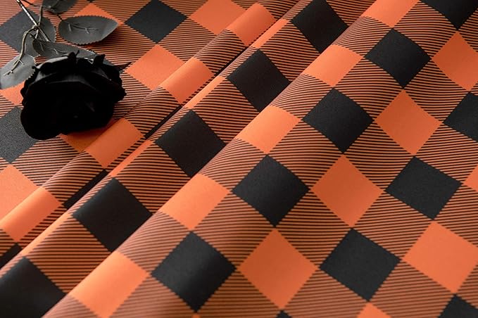 Gingham Plaid Tablecloth - Rectangular 58x102 Inch Water Resistant Halloween Decorations Table Cloth for Indoor Use - Seasonal Fall Harvest Table Cover for Kitchen, Picnics, and Parties