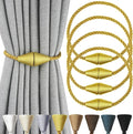 4 Pack Magnetic Curtain Tiebacks Rope Modern Handmade Curtain Tie Backs Decorative Drapes Weave Holdbacks for Window Décor, Gold
