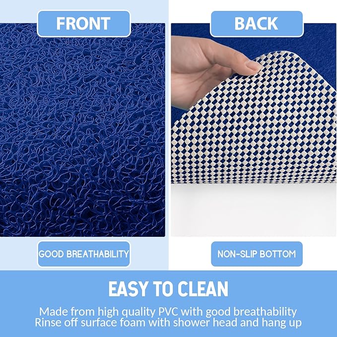 Non-Slip Bathtub Mat, Anti Slip Shower Mat, Fast Drying Bathtub Mats, Foot Scrubber Mat, Anti Slip Mat for Tub, Floor, Bathroom, Kitchen, Home, Hotel (Navy Blue 40"×28")