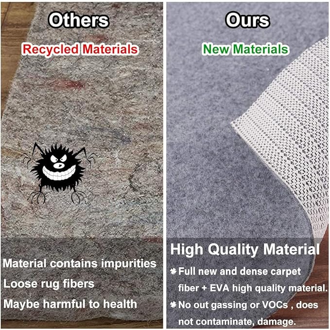 Non Slip Rug Pad Grippers - 2.5x13, 1/8" Thick, (Felt + Rubber) Double Layers Area Carpet Mat Tap, Provides Protection and Cushioning for Hardwood or Tile Floors