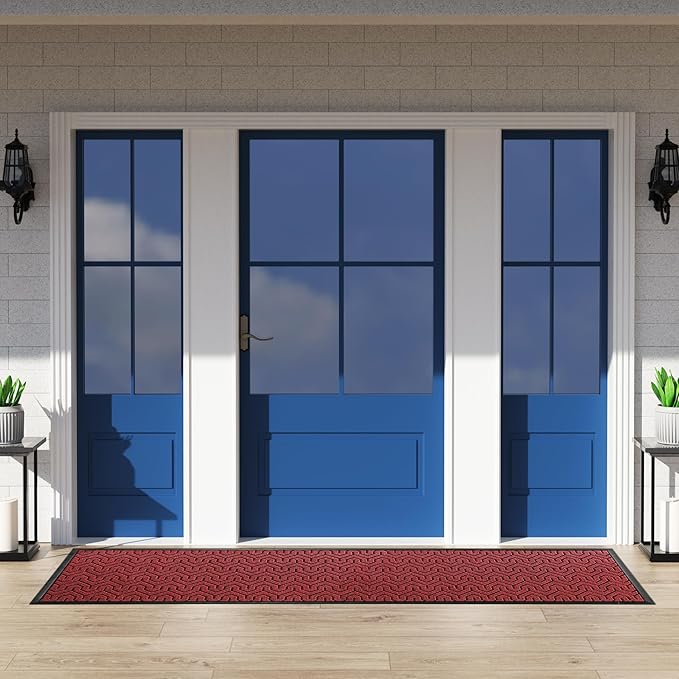 Yimobra 72x24 Indoor Outdoor Runner Rug, Heavy-Duty Waterproof Entrance Mat for High Traffic Areas, Commercial Grade Welcome Door Mat, Easy Clean, Black Red