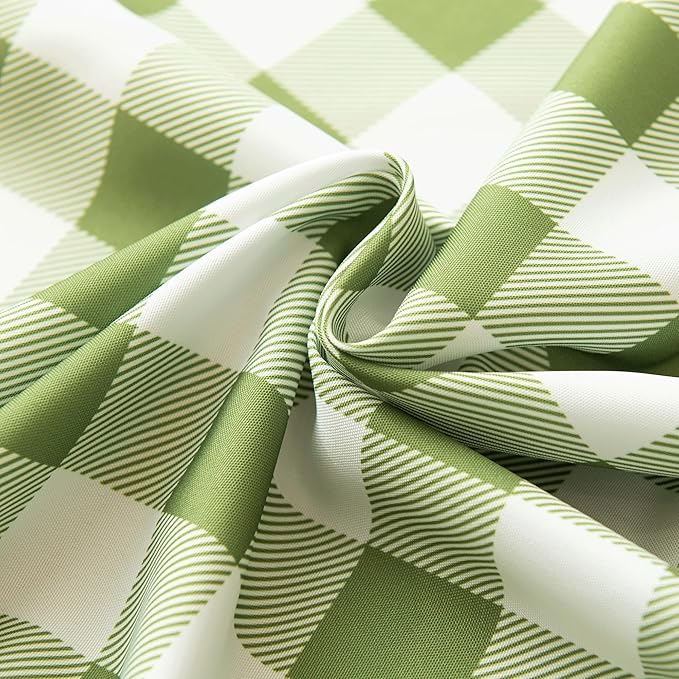 Waterproof Plaid Tablecloth Fabric - Round 120 Inch Classic Gingham Checker Table Cloth for Indoor/Outdoor Use - Buffalo Table Cover for Picnics, BBQs, and Parties