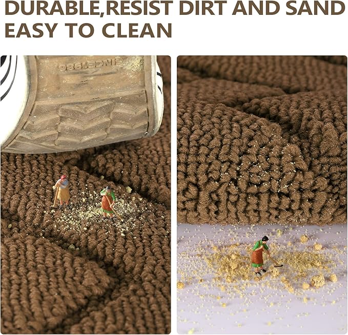 hicorfe Indoor Doormat,Front Back Door Mat TPR Backing Non Slip Mats 20"x31.5" Absorbent Resist Dirt Entrance Doormat Inside Floor for Entryway Washable Low-Profile(Dark Brown)