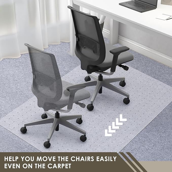 Azadx Heavy Duty Office Chair Mat for Carpet 51" x 63" Hard Material Chair Mat for Carpeted Floor Slip Resistant Carpet Protector for Home Office Easy Glide Desk Floor Mat for Office Chair on Carpets