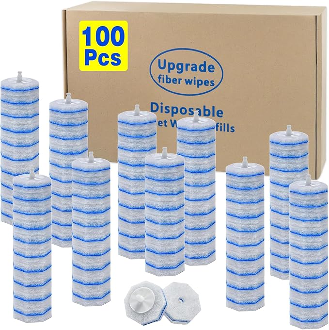 100 Count Toilet Wand Refills for Clorox, Disposable Toilet Brush Compatible with Clorox ToiletWand Cleaning System, Upgrade Fiber Bowl Cleaner Brush for Closestool Cleaning