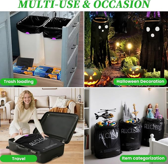 Trash Bags 15 Gallon Tall Kitchen Drawstring Garbage Bags,Fit 13-15 Gal Bins,Extra Strong&Leak-Proof,Unscented&Recyclable Trash Can Liners for Home Office Industrial Bathroom Garden Lawn(Black)