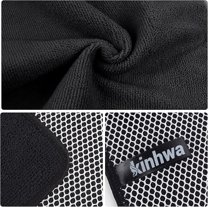 KinHwa Kitchen Washcloths for Dishes Absorbent Microfiber Dish Cloths Quick Dry Dish Rags with Poly Scour Scrub Side Ideal for Kitchen Cleaning (Black, 7inchx7inch 18 Pack)