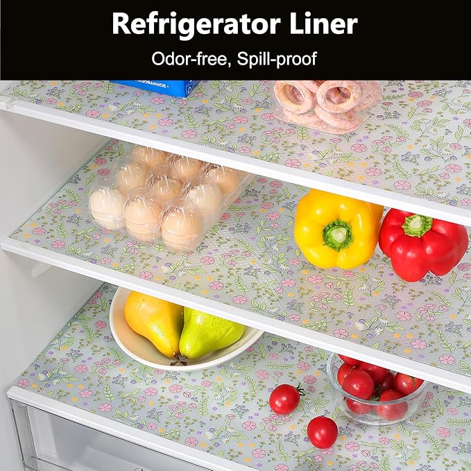 INNOLITES Non-Slip Shelf Liner – Cabinet & Drawer Liner Non-Adhesive – Waterproof Oil-Proof – Durable EVA with Floral for Kitchen Cabinets Refrigerator – BPA-Free, Easy to Cut 11.8" x 236"