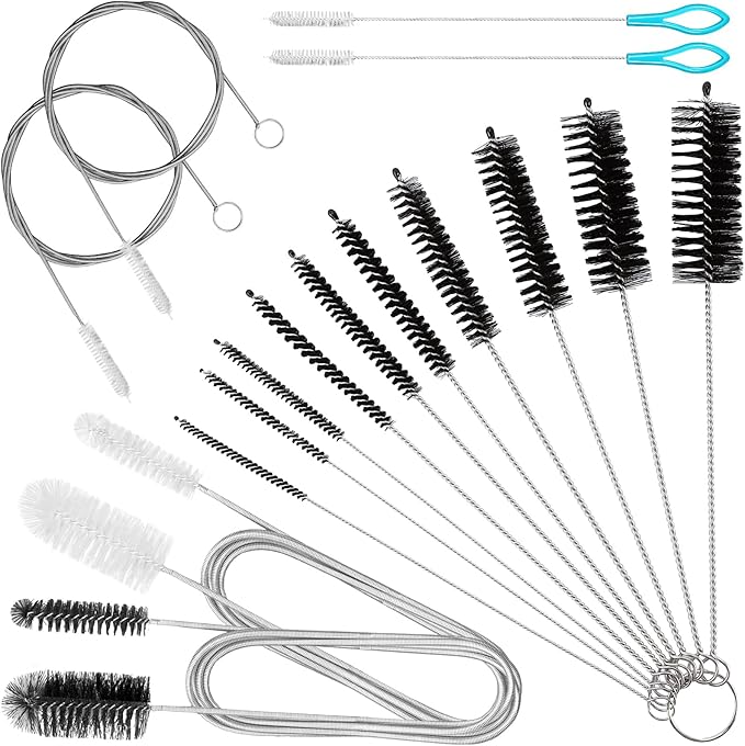 16pcs Long Tube Cleaner Set, Extra Long Hose Cleaning Brush, Pipe Cleaning Brush, Cleaning Brush Stainless Steel for Fish Tank, Kitchen, Straw