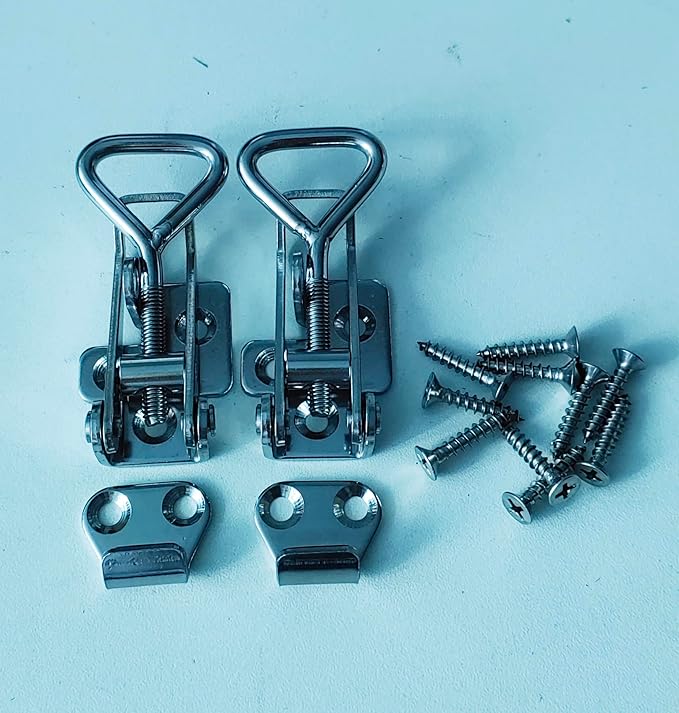 Adjustable Latch Buckle Cabinet Boxes Lever Handle Toggle Catch Latch Lock,Silver,Adjustable Range:97-123mm,2 Pcs