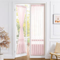 Tollpiz Sheer Door Curtain Closet Linen Textured Curtain Sheers Doorway Light Filtering Voile French Door Rod Pocket Curtains Patio Glass Door, 25 x 80 inches Long, Pink, Set of 1 Panel