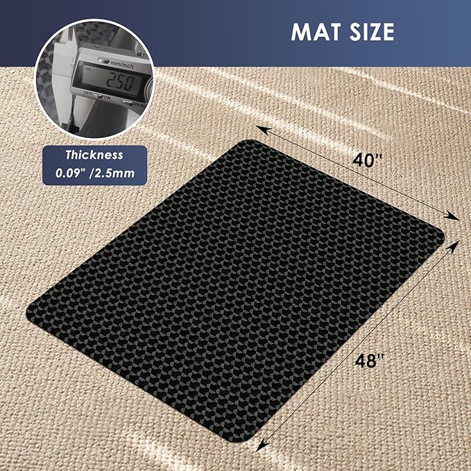 Vicwe Office Chair Mat for Carpet, 48" x 40"Anti-Slip Waterproof Floor Protector Desk Chair Mat for Rolling Chairs, Heavy Duty Chair Mat with Studs,Easy Glide Floor Mat for Home,Gaming