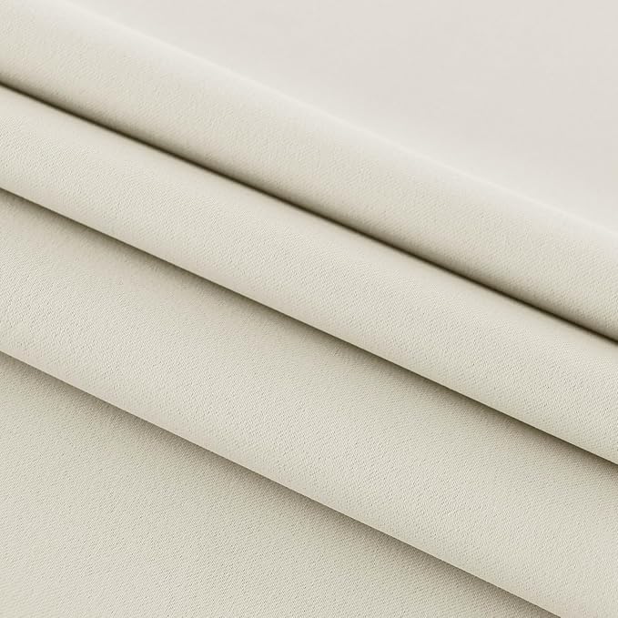 DWCN French Door Curtains – Rod Pocket Thermal Blackout Curtain for Doors with Glass Window, Kitchen and Patio Doors for Privacy, 25 X 72 Inches Long, 1 Curtain Panel with Tieback, Light Beige