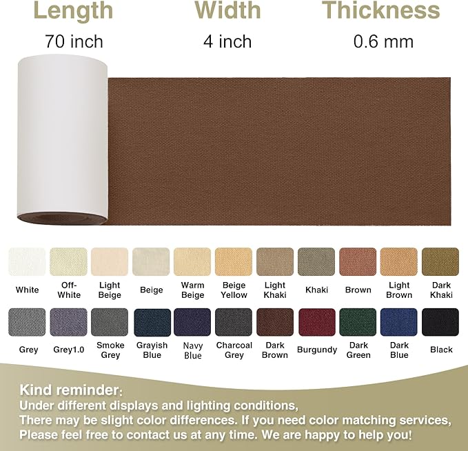 Canvas Repair Tape 4×70 Inch Waterproof Self-Adhesive Fabric Repair Patch for Repairing Boat Covers,Tents,Patio Umbrellas,Car Seats,Luggage,Sofas.(Dark Brown)