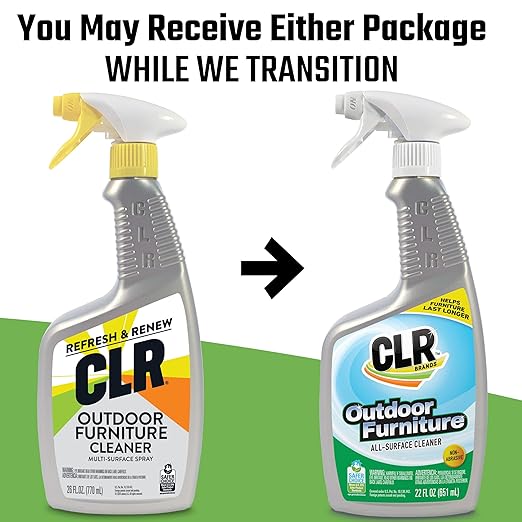 CLR Brands Outdoor Furniture Cleaner, 26 oz. Spray Bottle, Cleans Outdoor Surfaces, Remove Dirt and Grime from Fabric, Wood, Wicker, PVC, Plastic and More