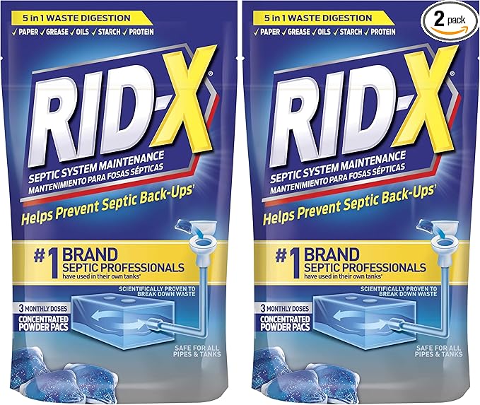 Rid-X Septic System Treatment, Septic Tank Treatment, 3-Monthly Supply Dual Action Septi-Pacs - 3.2 oz (Pack of 2)