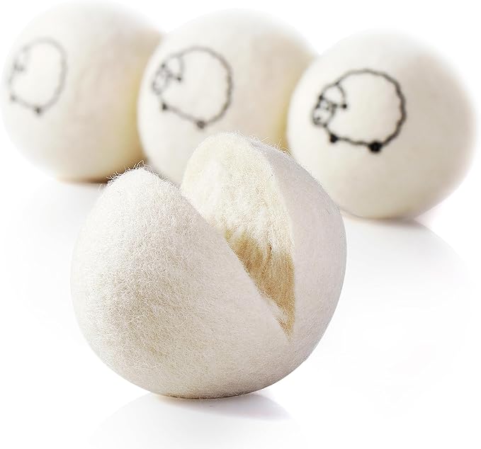Hanamura 6 XXL Wool Dryer Balls - TÜV Tested 100% New Zealand Wool Balls for Dryer - Energy Saving & Baby-Safe Reusable Dryer Balls for Laundry - Non-Toxic Fabric Softener for WAD Free Laundry