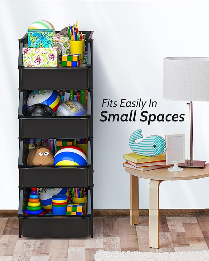 Skywin TidyFriend Stackable Storage Bins for Pantry Organizers and Storage 12 Pack, Pantry Storage for Food, Kitchen and Home Organization (Black)