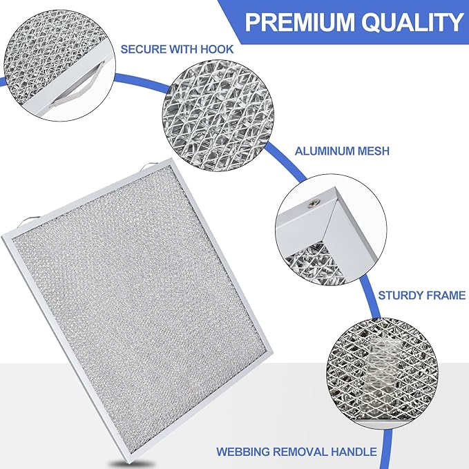 S99010430-002 Range Hood Filter 15-3/4" x 13-7/8" x 3/8", 2 Pack Aluminum Mesh Grease Range Hood Filter Compatible with Broan Nutone Kitchen Exhaust Fan Filters 4512880 99010430-002