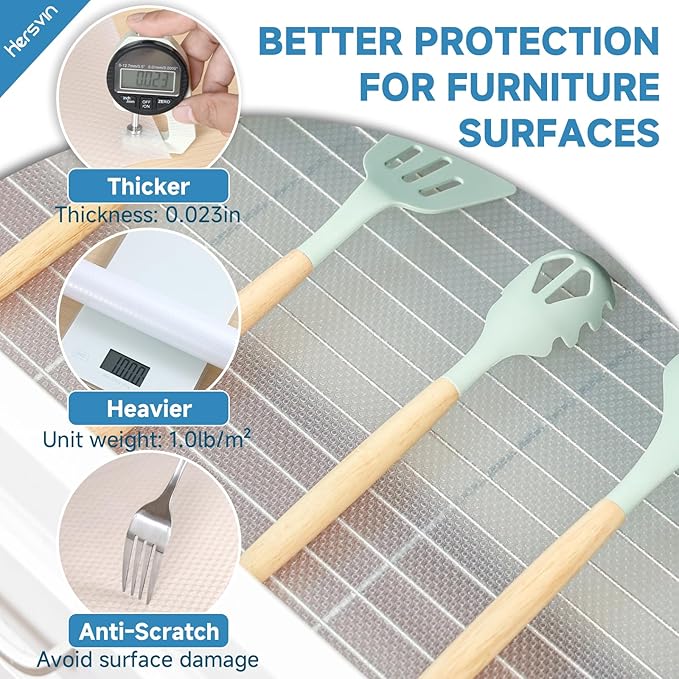 Shelf Liners Drawer Liner for Kitchen Cabinets Non-Adhesive Non Slip, Refrigerator Mats for Shelves, EVA Plastic Cupboard Protector, Waterproof Lining (Clear Flat Dot, 10 in x 20 ft)
