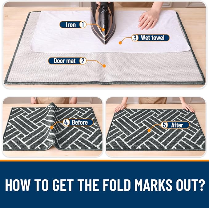 OLANLY Large Indoor Door Mat, 59x35 Inch, Dirt Resistant and Absorbent, Non-Slip Rubber Backing Floor Mats, Easy Clean Low-Profile Doormat for Entryway, Front Door, and Inside Entrance, Charcoal