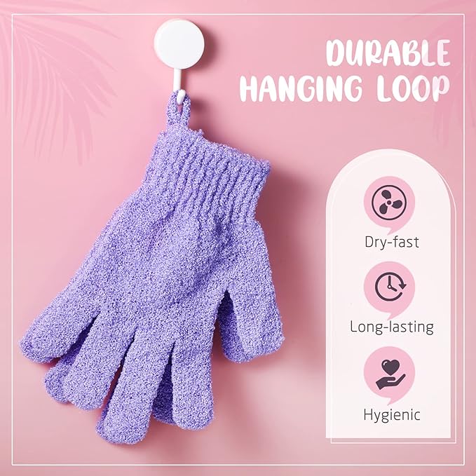 104 Pcs Exfoliating Glove Bulk Shower Gloves with Hanging Loop Exfoliating Body Scrubber Dead Skin Remover for Body Bath Beauty Spa Massage Scrubs Men Women Bathing(Multicolor)
