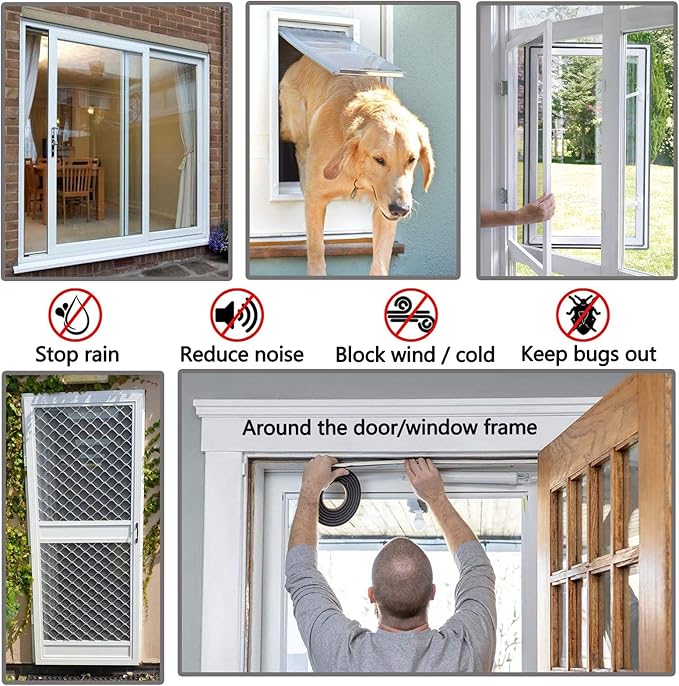 Weather Stripping Brush for Sliding Windows/Doors Frame Side,Pile Self Adhesive Weatherstrip Seal Strip Sealer Draft Stoppers (16.5ft x11/32 x 11/32 Brush inch, White)