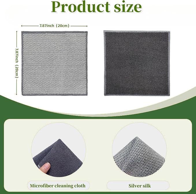 Stainless Steel Scrubber and Cleaning Rags - Non Scratch Wire Dishcloth for Washing Dishes, Durable Steel Wool Scrubber and Kitchen Dish Towels (New 6pcs)