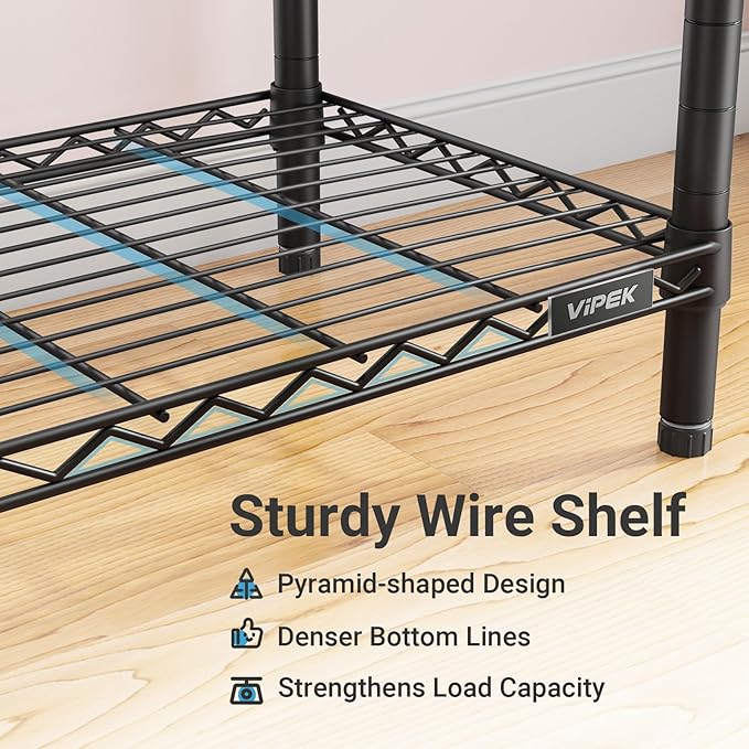 VIPEK L4 Garment Rack L Shaped Clothes Rack for Corner, Freestanding Portable Wardrobe Closet Heavy Duty Clothing Rack with 3 Hanging Rods & 2 Side Hooks, 43.3"Lx29.1"Wx76.4"H, Max Load 810LBS, Black
