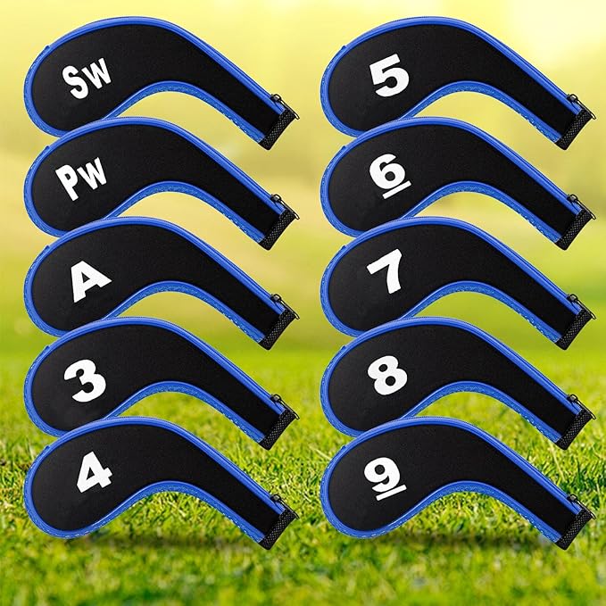 Golf 12pcs Thick Synthetic Golf Iron Head Covers Set Headcover Fit All Brands Callaway Ping Taylormade Cobra Etc. Also Custom Name