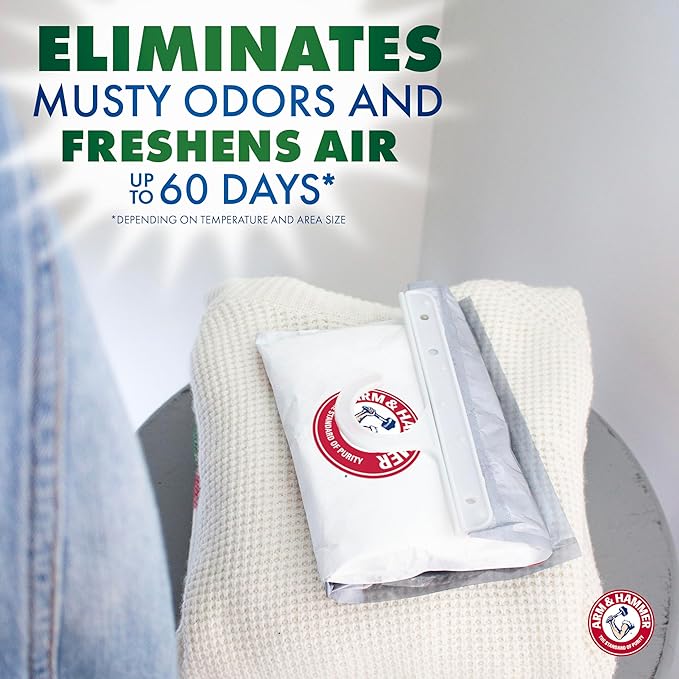 Arm & Hammer Essentials Hanging Moisture Absorber and Odor Eliminator, 17.5 oz., 3 Pack, Fragrance Free, Moisture Absorbers for Closets, Laundry Rooms and Bedrooms, Long-Lasting Freshness