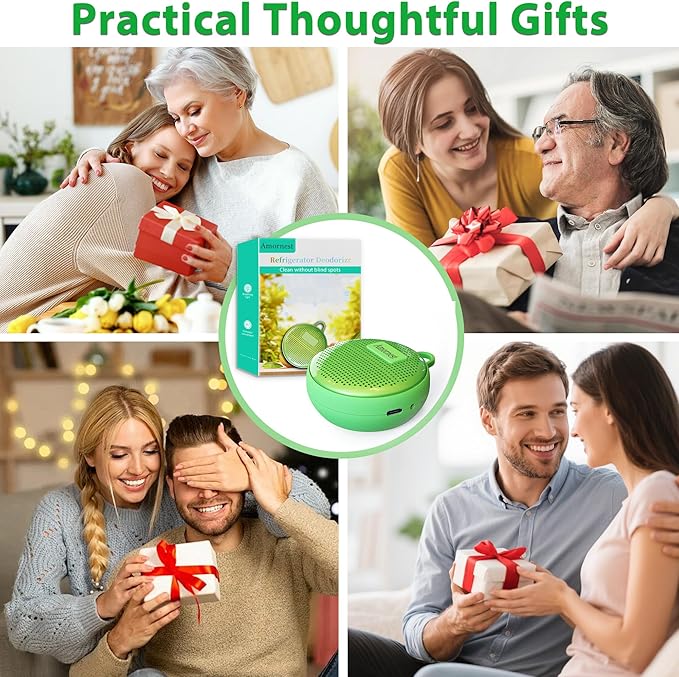 Refrigerator Deodorizer Odor Eliminator, Last for 10 Yeas Fridge Deodorizer Compact Fridge Freshener Deodorizer More Effective Than Baking Soda Bamboo Air Purifying Bags,Grass Green