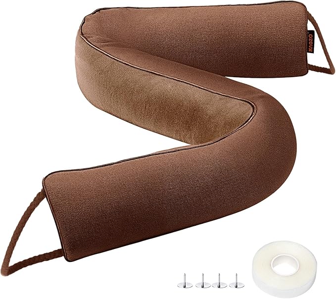 MAGZO Door Draft Stopper, 34 Inch Under Door Draft Blocker Noise Stopper, Weighted Wind Blocker Draft Guard for Bottom of Door, Brown
