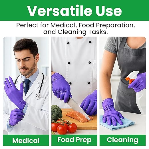 SafeWay Nitrile Disposable Gloves — Multi-Purpose Powder-Free, Non-Latex, Medical Use, and Textured Fingertips for Food Prep, Cleaning, Tattoo, Nursing, Lab, Examination, & More — (10000pcs, X-Large)