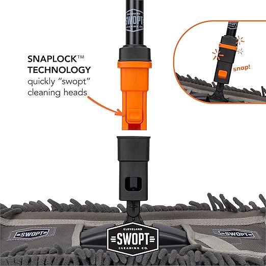 SWOPT Standard 48” Steel Handle – Ergonomic Design Eliminates Loose Handles — Interchangeable with All SWOPT Cleaning Products for More Efficient Cleaning and Storage