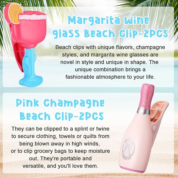 Sieral 8 Pcs Beach Towel Clips Beach Chair Pool Clips for Chairs Plastic Windproof Holder Funny Decorative Clothespins for Patio Accessories Summer, 4 Styles(Cute Style)